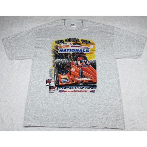 VTG Jerzees NHRA T-Shirt Men's XL Gray Winston Drag Racing '99 Sonoma Nationals - Picture 1 of 7